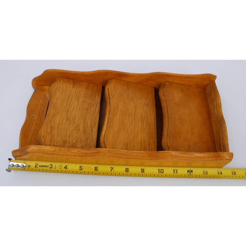 Kamenstein Wall Rack 3 Tier Wooden Mail Organizer Medium Brown Country Decor VTG
